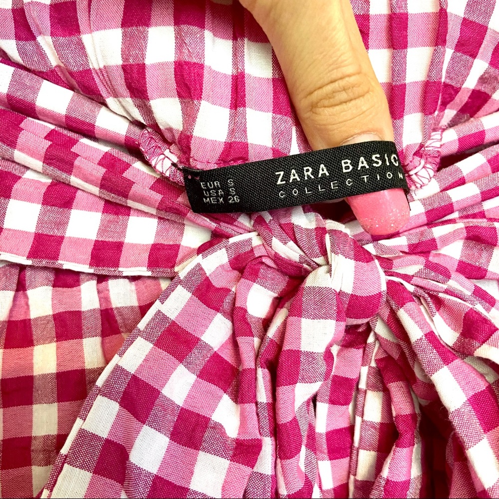 Zara Basic Gingham Midi Skirt - image 5